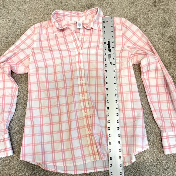 EUC Izod medium plaid check button front top blouse TB2 2339 - Picture 2 of 11
